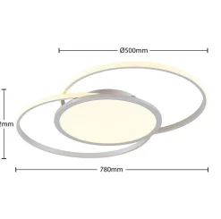 LED-loftlampe Senne, CCT, sølv, metal^Lucande Outlet