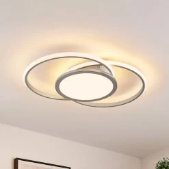 LED-loftlampe Senne, 63 cm, sølv, aluminium^Lucande Discount