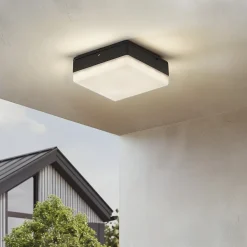 Lucande LED-loftlampe Thilo, 16 cm, antracit, sensor, IP54