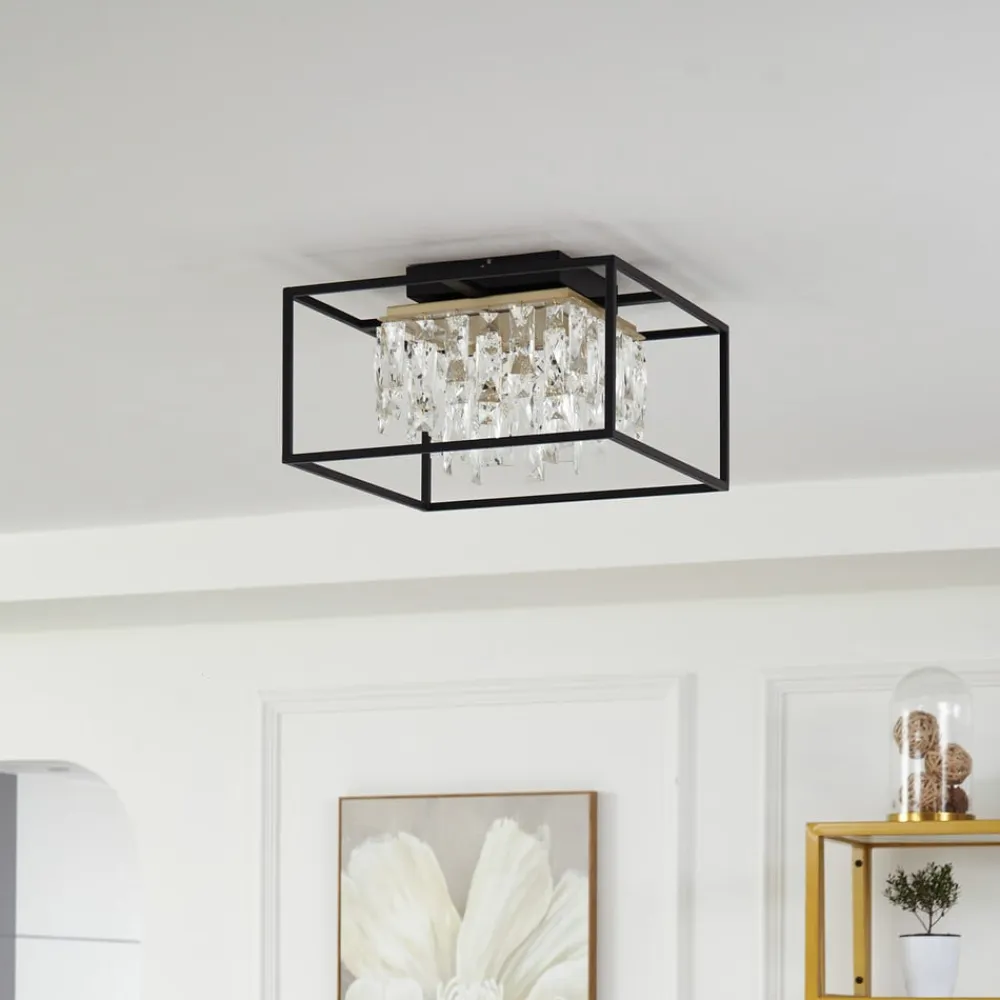 Lucande LED-loftslampe Kassi, sort, jern, dæmpbar, 40 cm