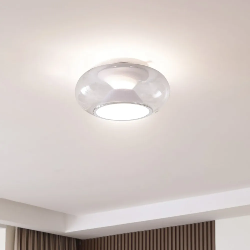 LED-loftslampe Orasa, glas, hvid/klar, Ø 43 cm^Lucande Outlet