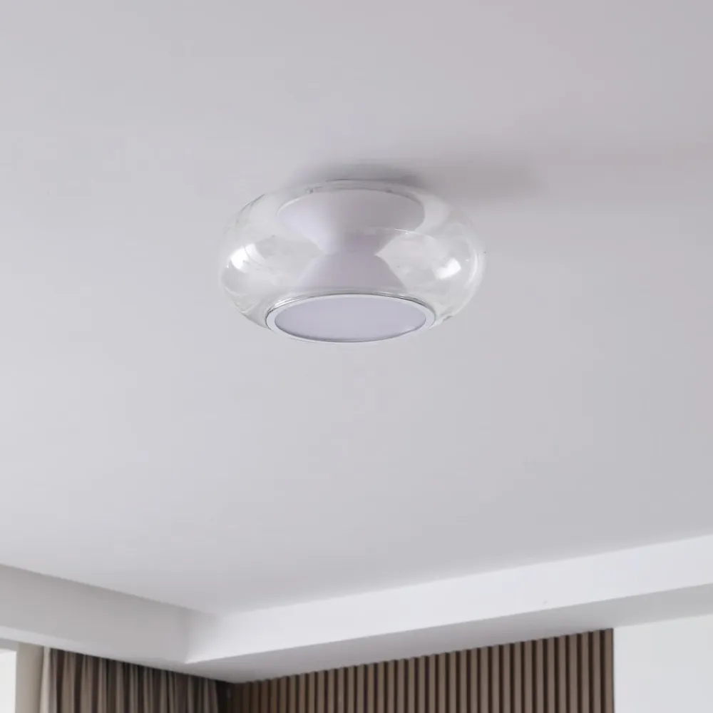 LED-loftslampe Orasa, glas, hvid/klar, Ø 43 cm^Lucande Outlet