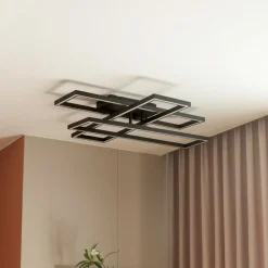 LED-loftslampe Tjado, 94 cm lang, sort, metal^Lucande Clearance