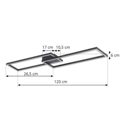 LED-loftslampe Tjado, 120 cm lang, sort, metal^Lucande New