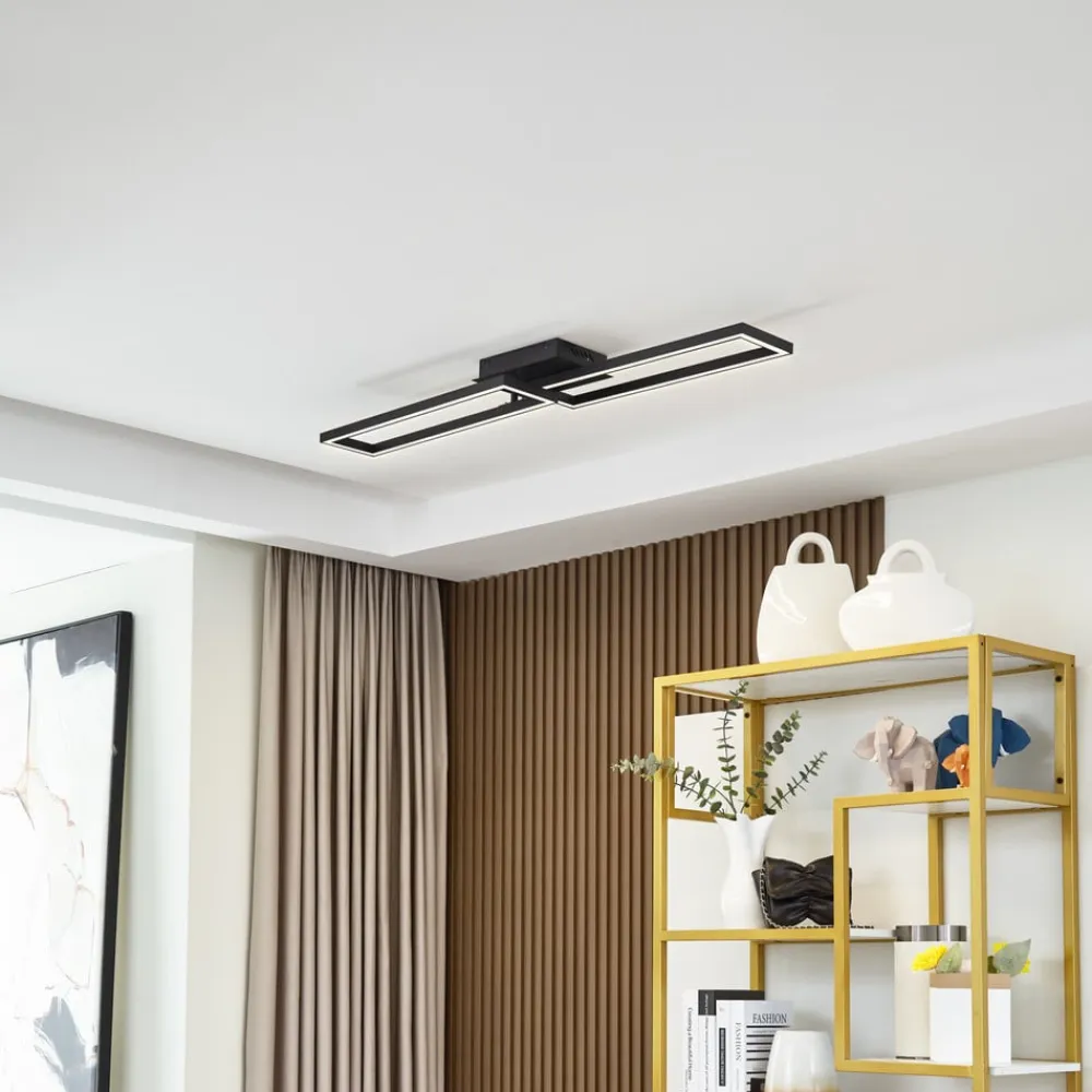 LED-loftslampe Tjado, 100 cm lang, sort, metal^Lucande Clearance