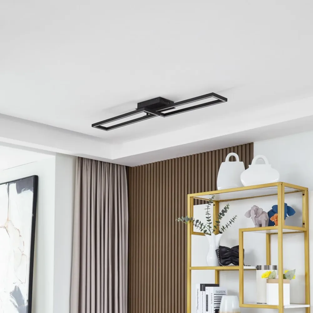 LED-loftslampe Tjado, 100 cm lang, sort, metal^Lucande Clearance