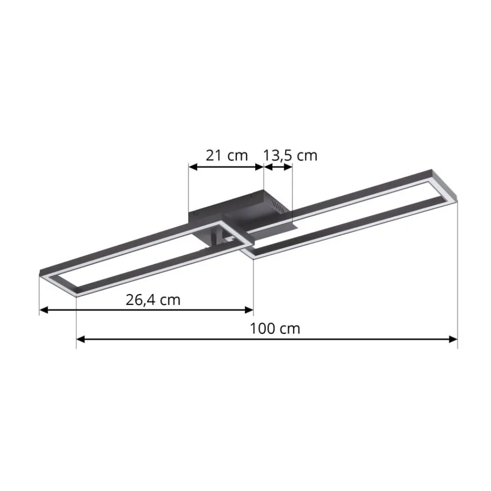 LED-loftslampe Tjado, 100 cm lang, sort, metal^Lucande Clearance