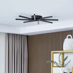 Lucande LED-loftslampe Tjado, Ø 70 cm, sort, metal