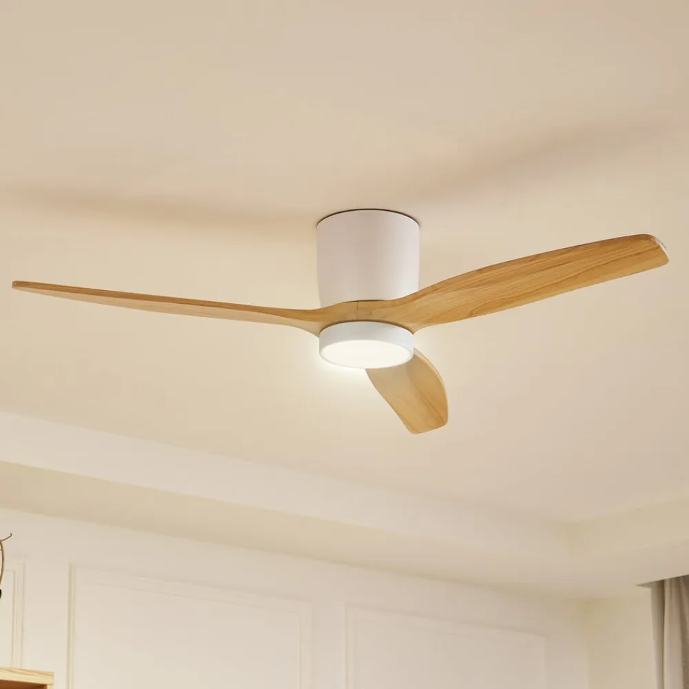 LED-loftventilator Faipari, hvid, DC, støjsvag, 132 cm^Lucande