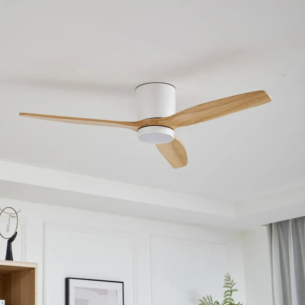 LED-loftventilator Faipari, hvid, DC, støjsvag, 132 cm^Lucande