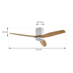 LED-loftventilator Faipari, hvid, DC, støjsvag, 132 cm^Lucande