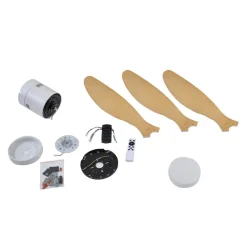 LED-loftventilator Kayu, hvid/træ, DC, 132 cm^Lucande