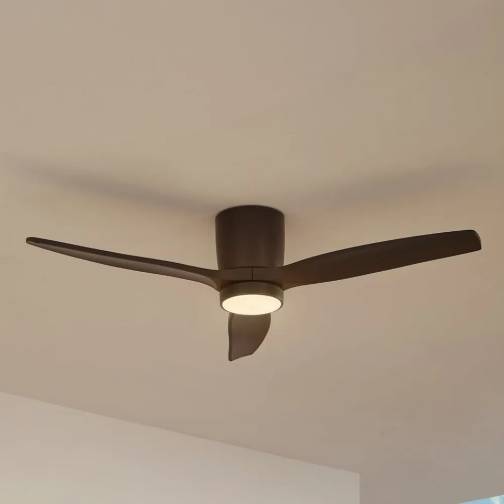 Lucande LED-loftventilator Sorin, sort, DC, støjsvag, IP44