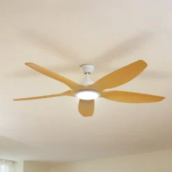 Lucande LED-loftventilator Omendo, hvid, DC, støjsvag, CCT