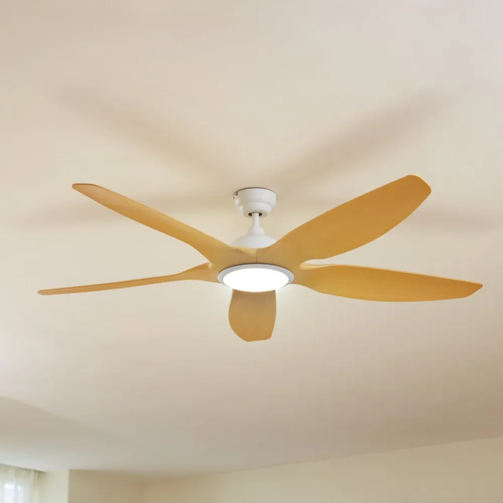 Lucande LED-loftventilator Omendo, hvid, DC, støjsvag, CCT