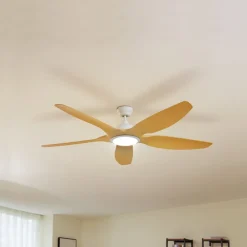 Lucande LED-loftventilator Omendo, hvid, DC, støjsvag, CCT