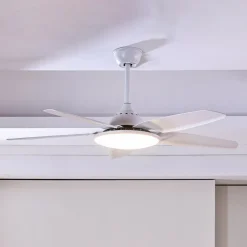 Lucande LED-loftventilator Divian, hvid, DC, støjsvag, CCT