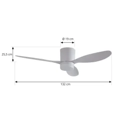 LED-loftventilator Kayu, hvid, DC, støjsvag, Ø 132 cm^Lucande Sale