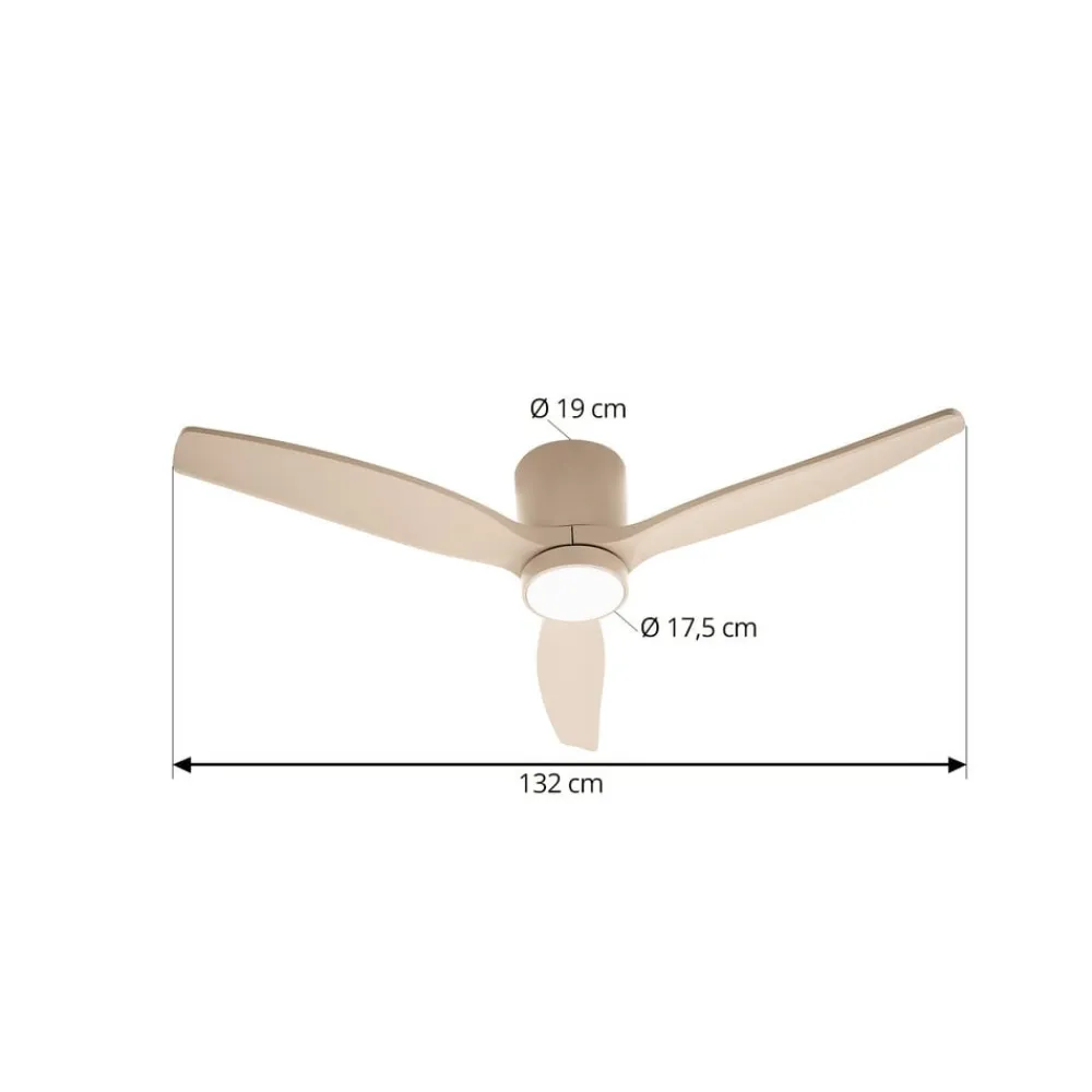 Lucande LED-loftventilator Sorin, beige, DC, støjsvag, IP44