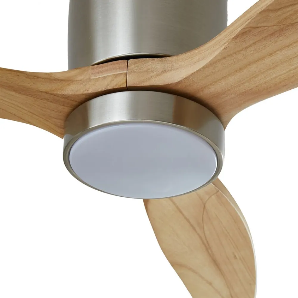 LED-loftventilator Faipari, nikkel, DC, lydsvag, 132 cm^Lucande Online