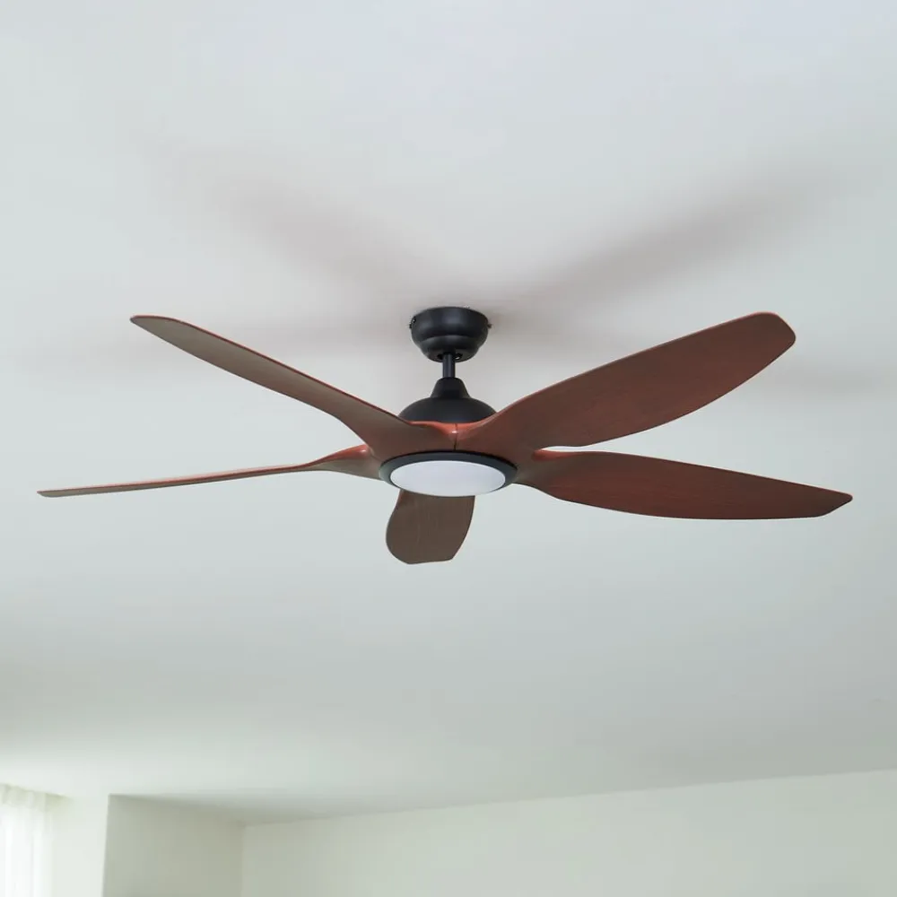 Lucande LED-loftventilator Omendo, sort, DC, støjsvag, CCT