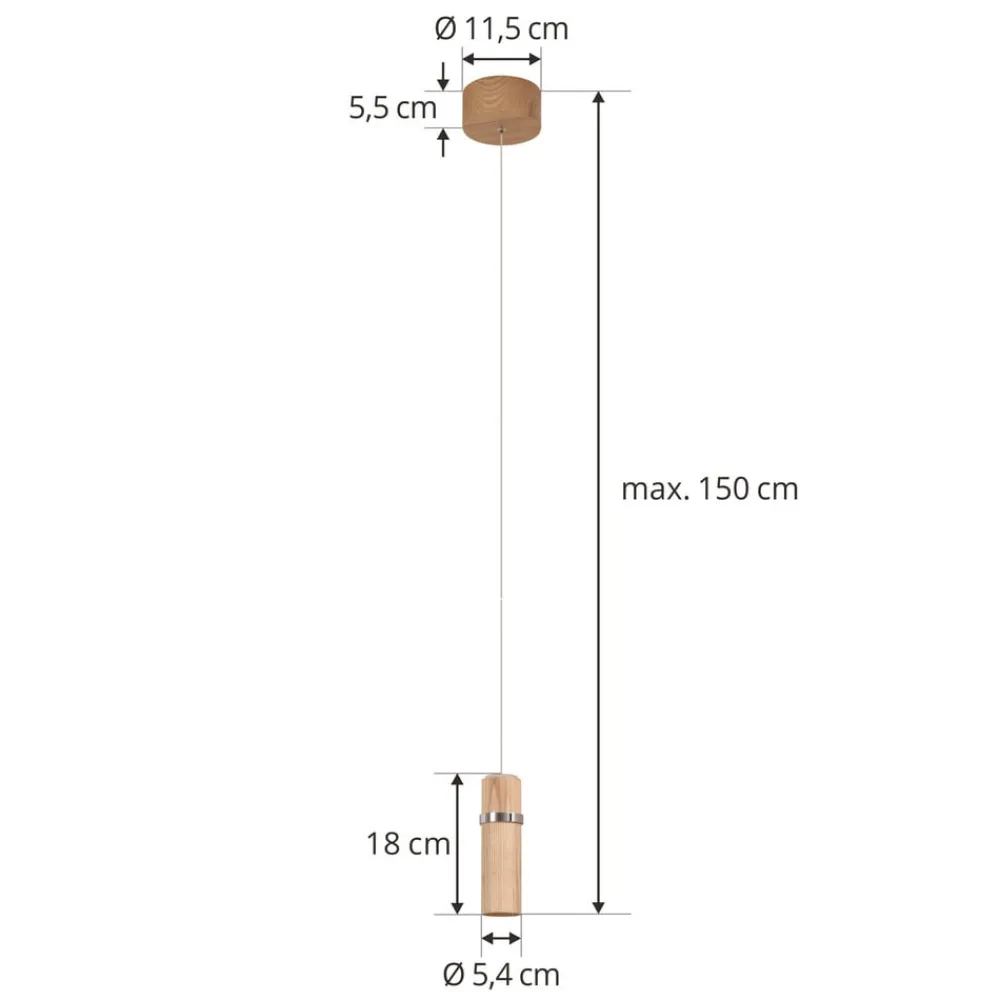LED-pendel Nojus, træ, op/ned, Ø 6 cm^Lucande Discount