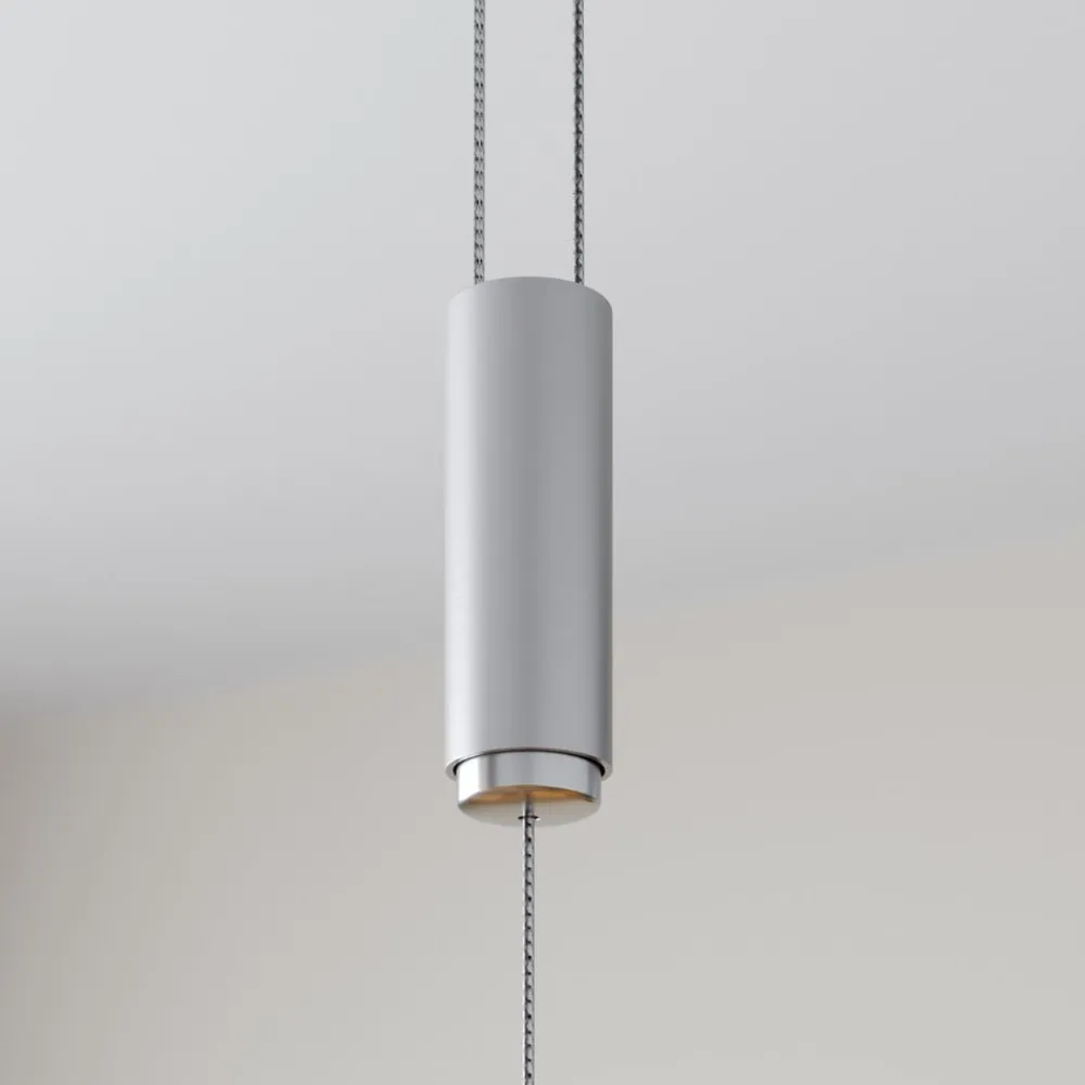 Lucande LED-pendellampe Arnik, 180 cm, nikkelfarvet, dæmpbar