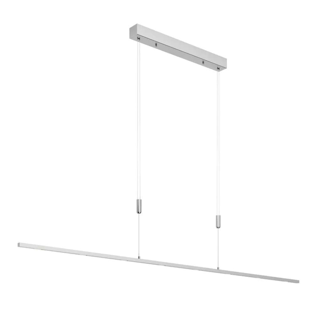 Lucande LED-pendellampe Arnik, 180 cm, nikkelfarvet, dæmpbar