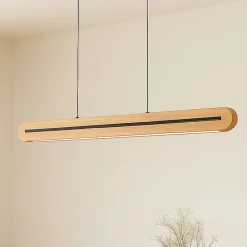 LED-pendellampe Darnor, træ, CCT, længde 100 cm^Lucande Best