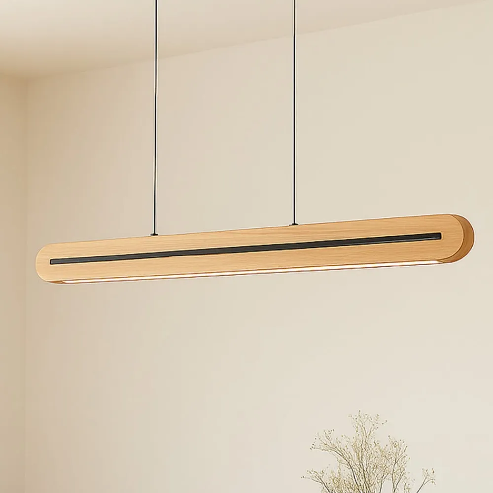 LED-pendellampe Darnor, træ, CCT, længde 100 cm^Lucande Best