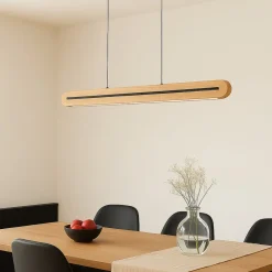 LED-pendellampe Darnor, træ, CCT, længde 100 cm^Lucande Best