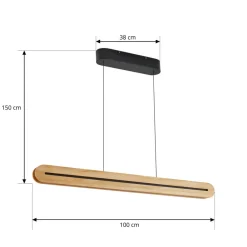 LED-pendellampe Darnor, træ, CCT, længde 100 cm^Lucande Best