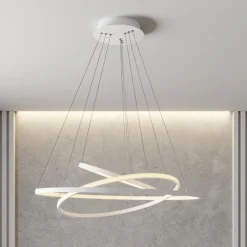 Lucande LED-pendellampe Ezana, hvid, metal, Ø 80 cm