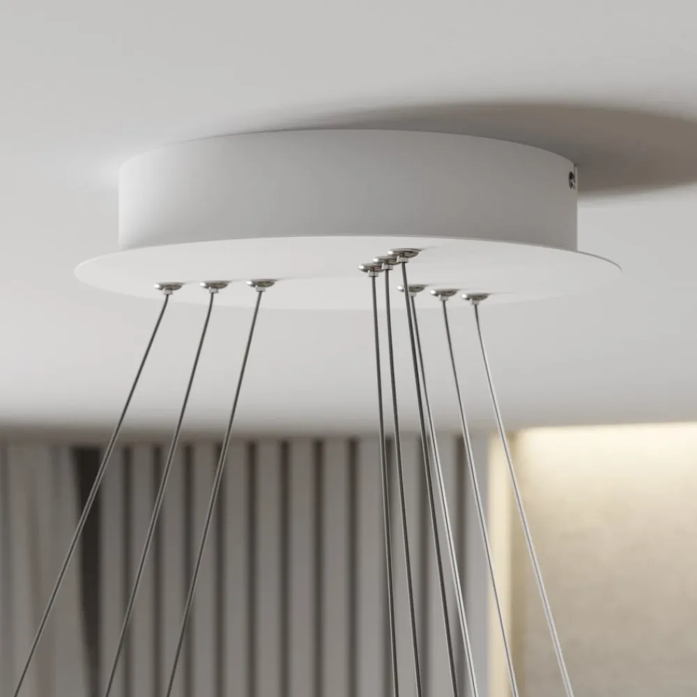 Lucande LED-pendellampe Ezana, hvid, metal, Ø 80 cm