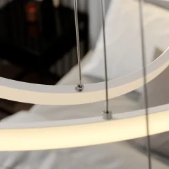 Lucande LED-pendellampe Ezana, hvid, metal, Ø 80 cm