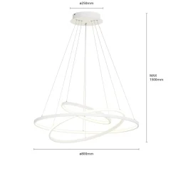 Lucande LED-pendellampe Ezana, hvid, metal, Ø 80 cm