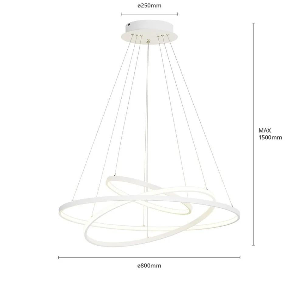 Lucande LED-pendellampe Ezana, hvid, metal, Ø 80 cm