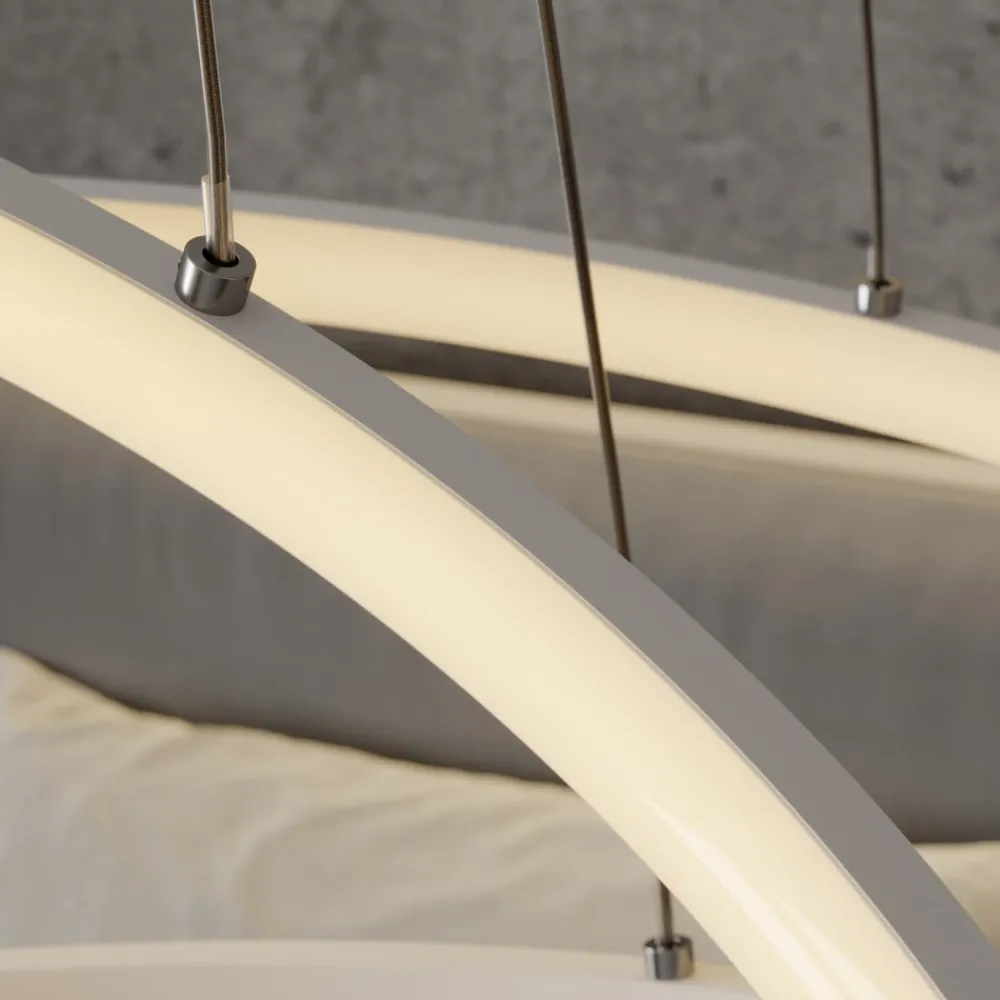 Lucande LED-pendellampe Ezana, hvid, metal, Ø 80 cm