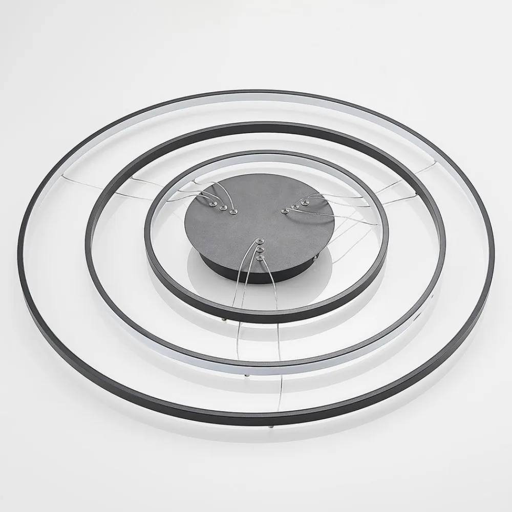 Lucande Pendellamper|Pendellamper>LED-pendellampe Ezana, sort, metal, Ø 80 cm