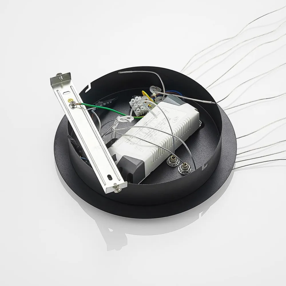 Lucande Pendellamper|Pendellamper>LED-pendellampe Ezana, sort, metal, Ø 80 cm