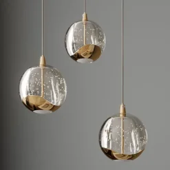 Lucande Pendellamper|Pendellamper>LED-pendellampe Hayley, Ø 25 cm, 3 lyskilder, guld, glas