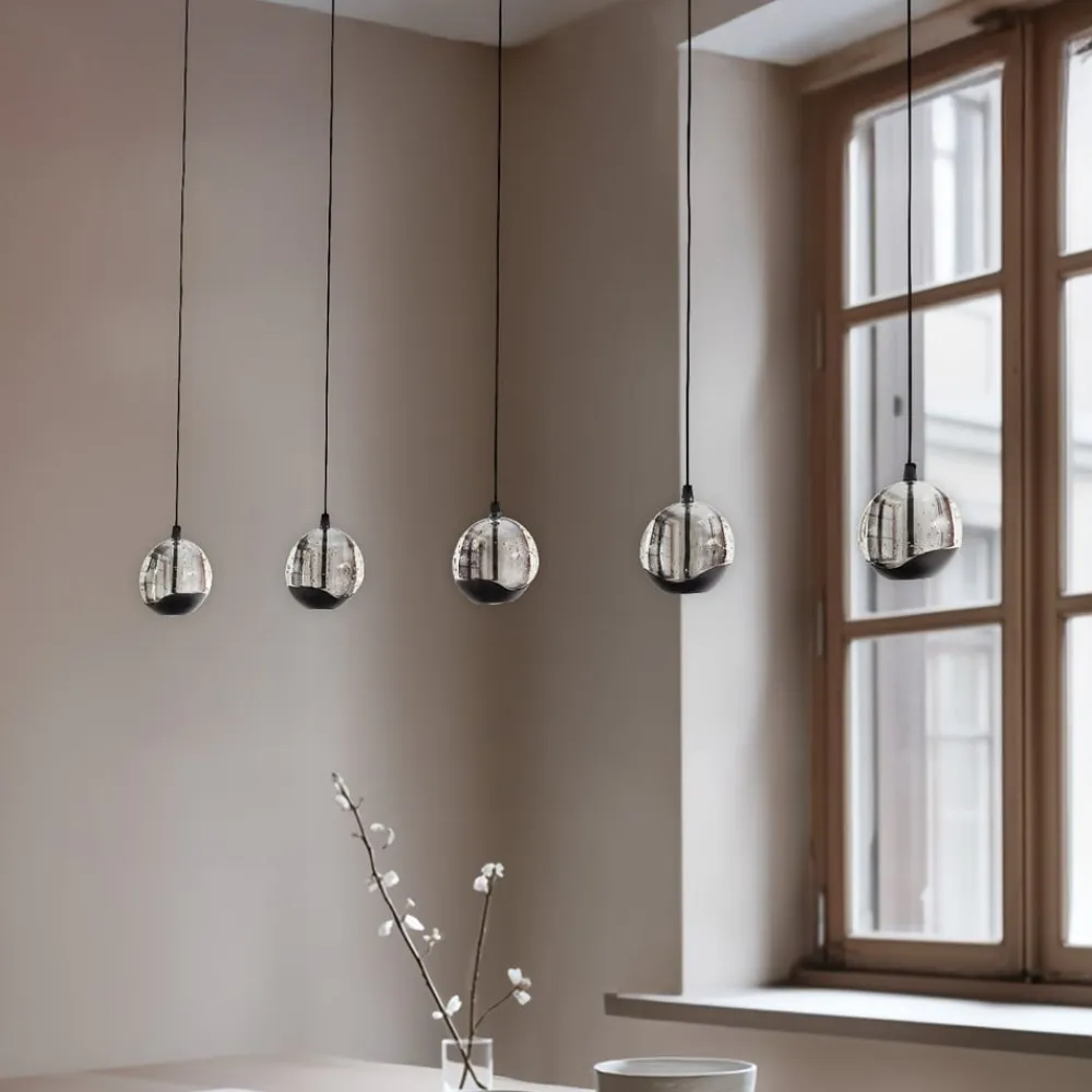 LED-pendellampe Hayley, sort, 5 lyskilder, aflang^Lucande Online