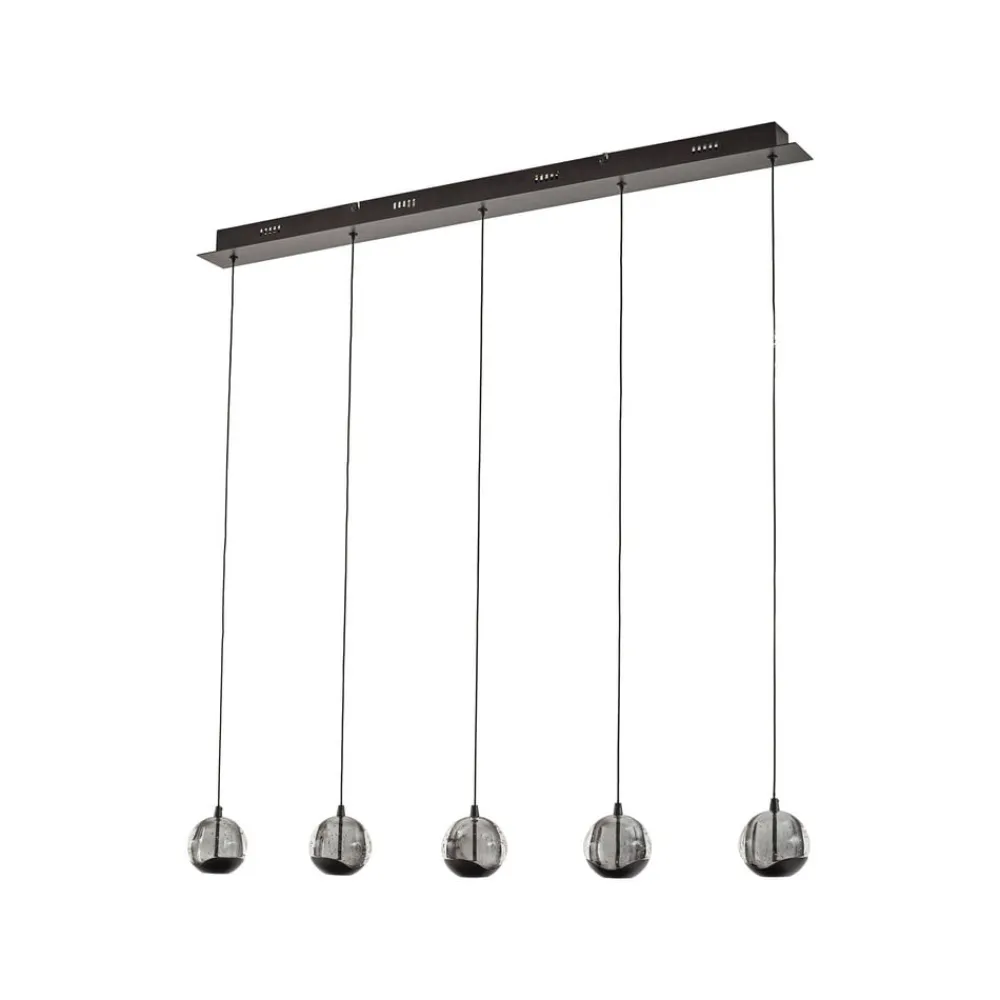 LED-pendellampe Hayley, sort, 5 lyskilder, aflang^Lucande Online