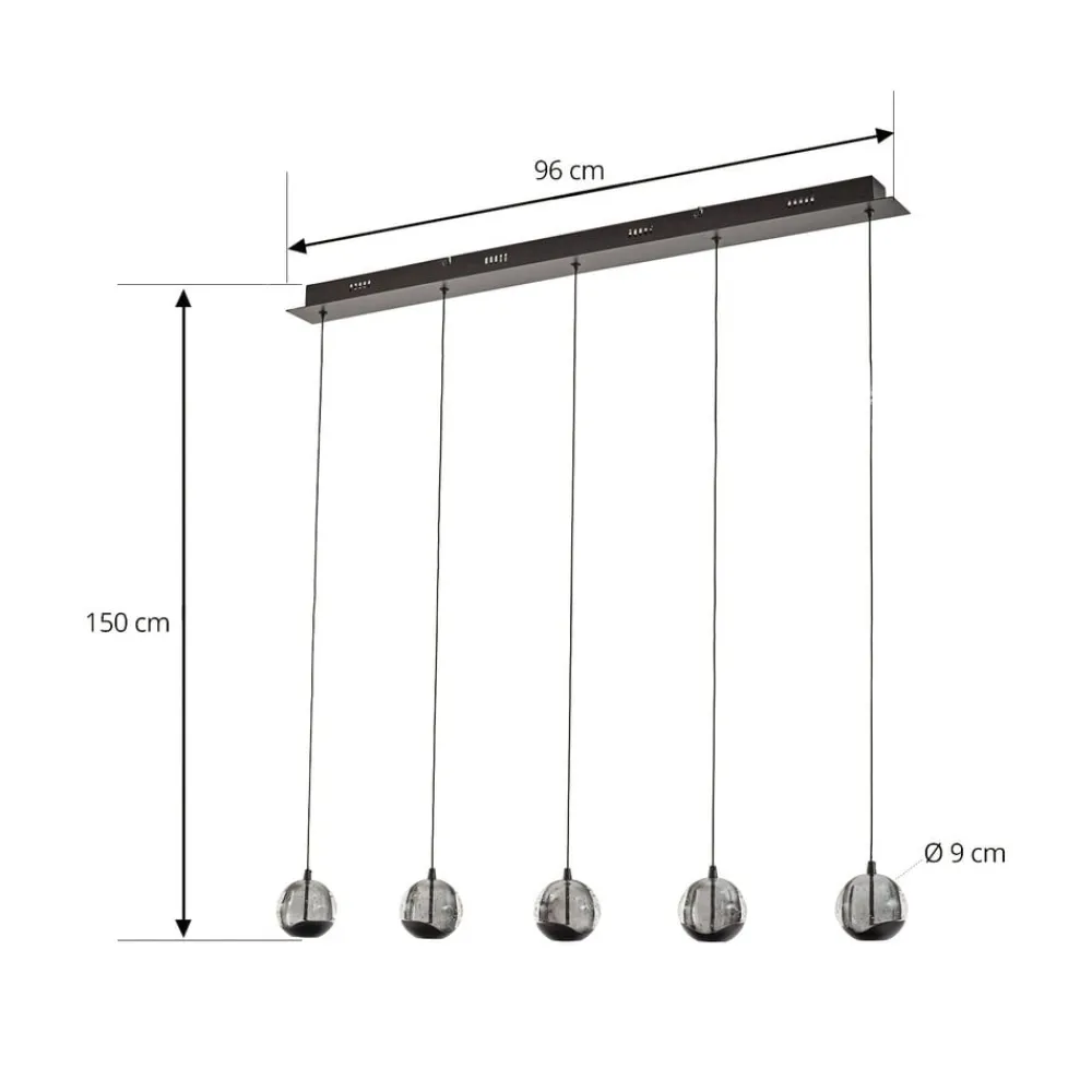 LED-pendellampe Hayley, sort, 5 lyskilder, aflang^Lucande Online