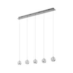 Lucande LED-pendellampe Hayley, 96 cm, 5 lyskilder, krom, glas