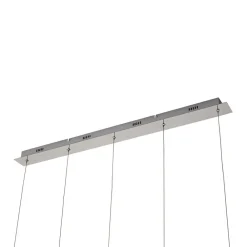 Lucande LED-pendellampe Hayley, 96 cm, 5 lyskilder, krom, glas