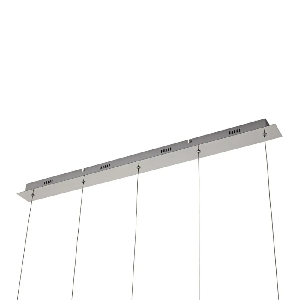 Lucande LED-pendellampe Hayley, 96 cm, 5 lyskilder, krom, glas