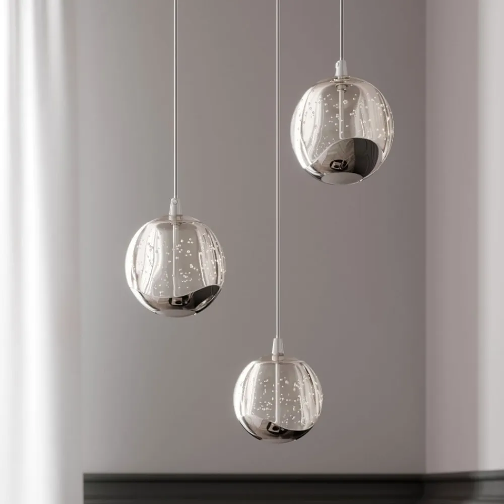 LED-pendellampe Hayley, Ø 25 cm, 3 lyskilder, krom, glas^Lucande New