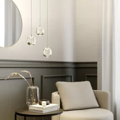 LED-pendellampe Hayley, Ø 25 cm, 3 lyskilder, krom, glas^Lucande New