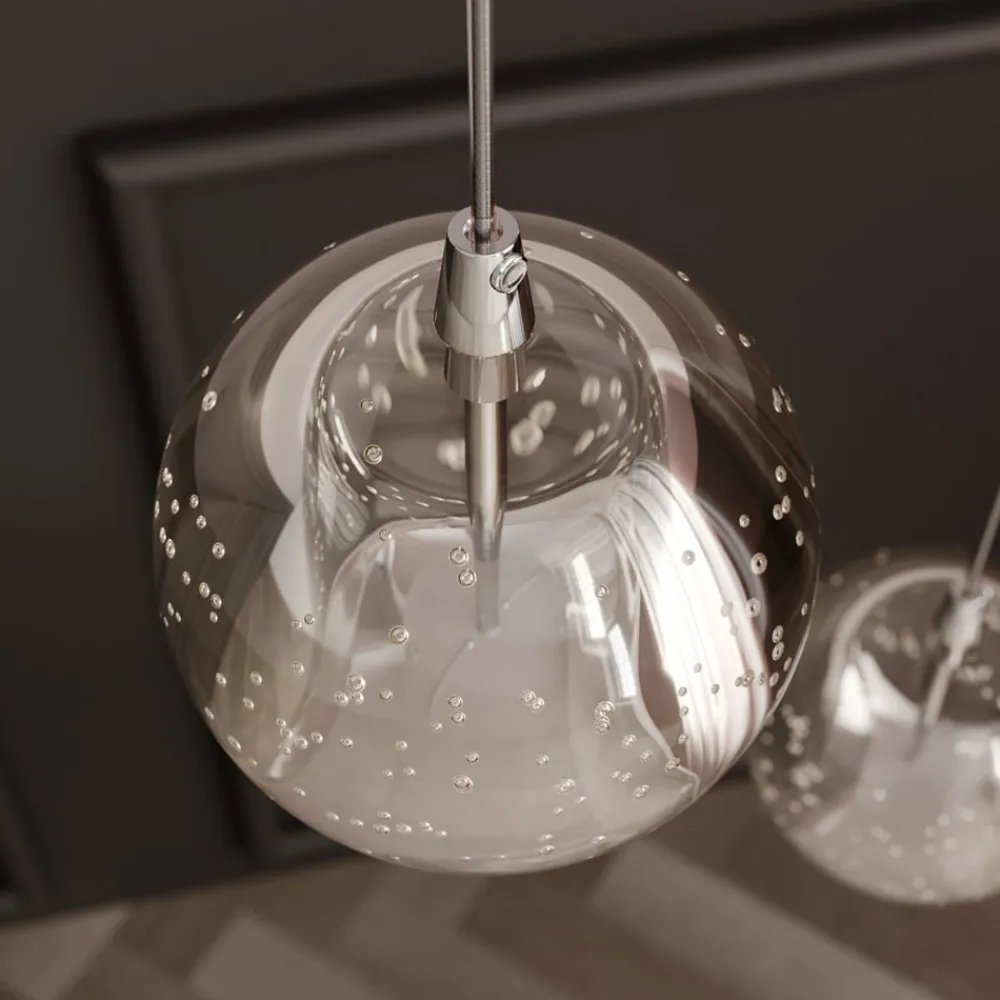 LED-pendellampe Hayley, Ø 25 cm, 3 lyskilder, krom, glas^Lucande New